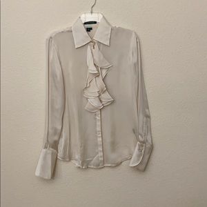 Ralph Lauren vintage silk ruffled button up blouse